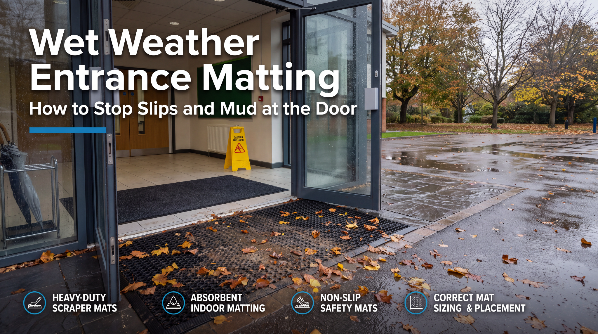 Wet Weather Entrance Matting for Schools and Offices: How to Stop Slips and Mud at the Door